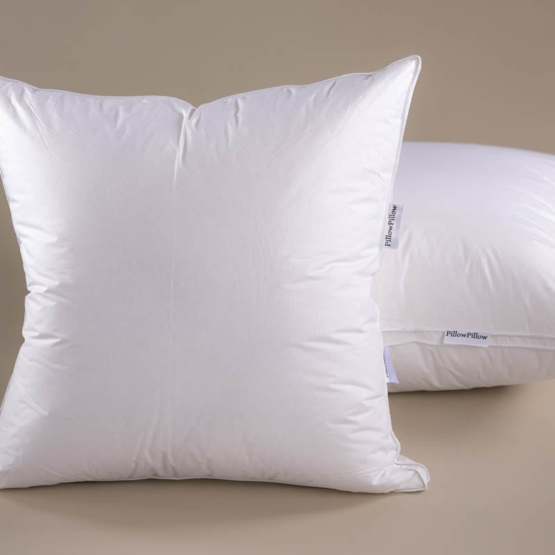 Two White Siberian Goose Down Square Pillows