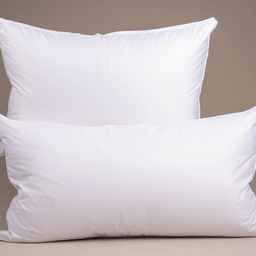 Two pillows, one Super King Size, the other regular size