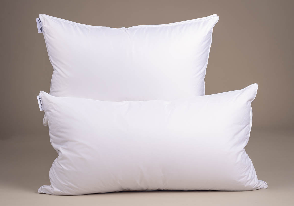 Two pillows, one Super King Size, the other regular size