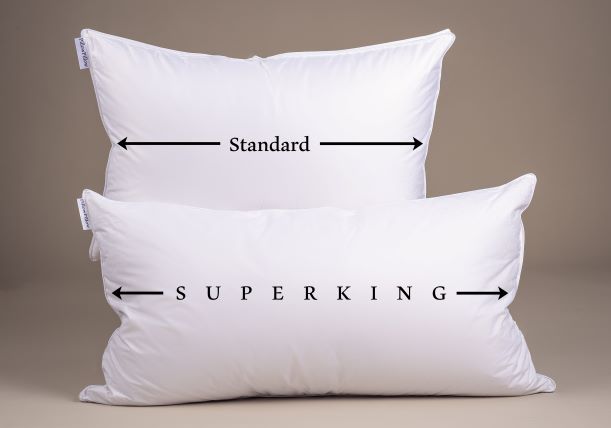 An illustration of the difference in size between a regular pillow and a Super King Size pillow
